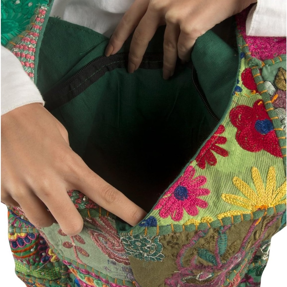 EUC Tribe Azure Handmade Embroidered Hobo Floral Boho Shoulder Bag Handmade - Picture 12 of 12